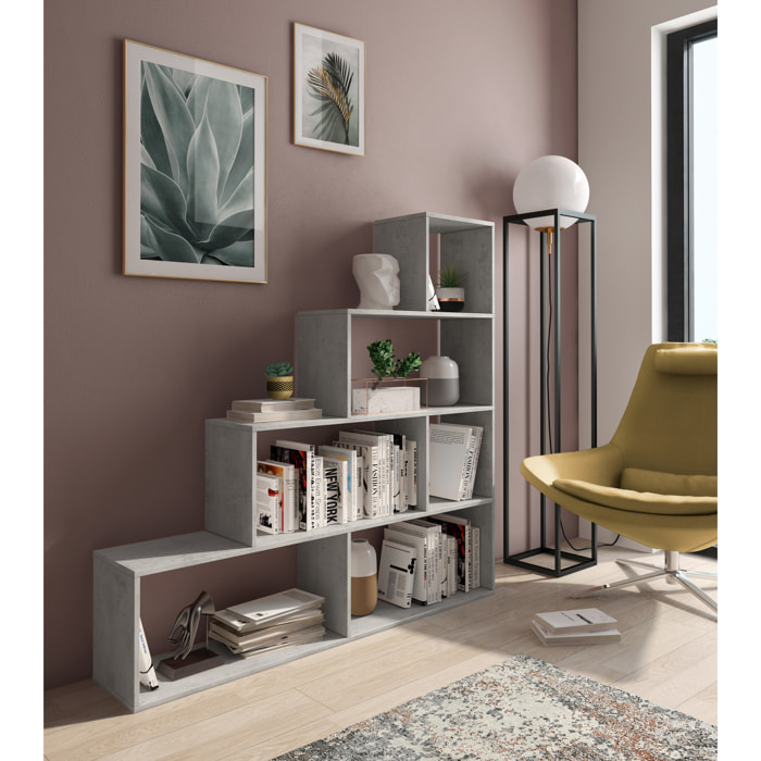 Libreria Design Zig Zag Scaffale Mensola Moderna 6 Vani A Giorni Ripiani Mobile Libri per Soggiorno Salotto Camera Studio 143x144.9x27.9 Cm Grigio