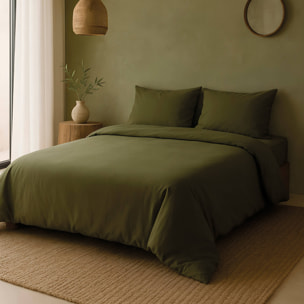 Naturals - Funda Nórdica Lisa - Cierre con botones - 100% Algodón - Incluye 1/2 Fundas de Almohada - Botella