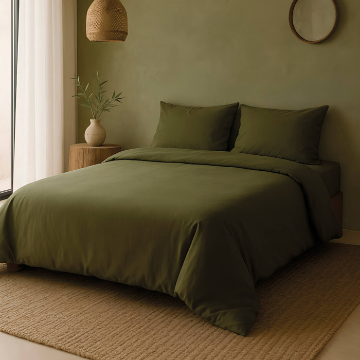 Naturals - Funda Nórdica Lisa - Cierre con botones - 100% Algodón - Incluye 1/2 Fundas de Almohada - Botella