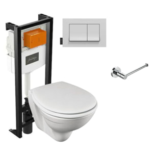 Pack WC suspendu sans bride Patio + porte-rouleau Eo Classique