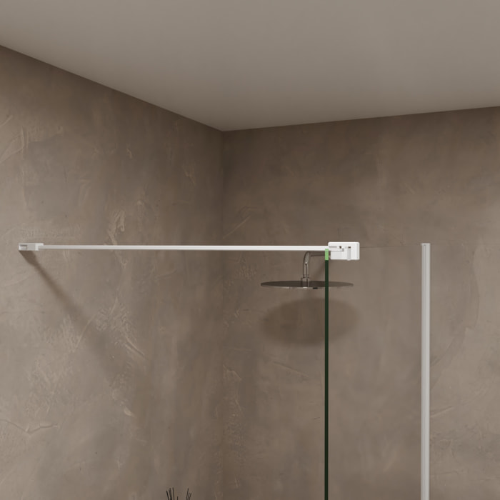 Mampara de Ducha | Panel Fijo | 110 X 195 cm | Perfil Blanco | Cristal Templado con Espesor de 8mm| Tratamiento Antical | Alday