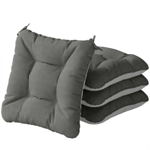 Set de 4 Cojines para Sillas, Cojines para Jardín, Colchones de Silla con Lazos y Base Antideslizante, Impermeables, Protección UV30+, para Interior y Exterior, 39,5x39,5x10 cm, Gris Oscuro