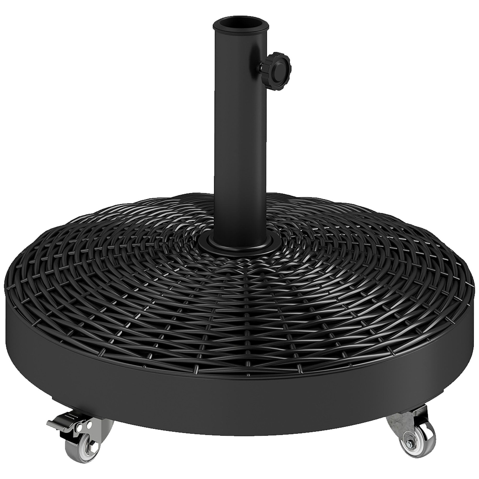 Base para Sombrilla Redonda Soporte para Parasol con Ruedas Pie para Sombrilla con Relleno de Cemento Peso 25 kg para Jardín Terraza Negro