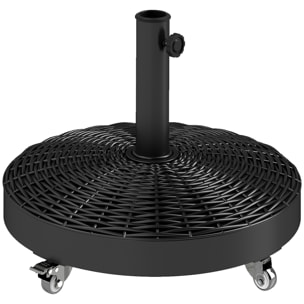 Base para Sombrilla Redonda Soporte para Parasol con Ruedas Pie para Sombrilla con Relleno de Cemento Peso 25 kg para Jardín Terraza Negro