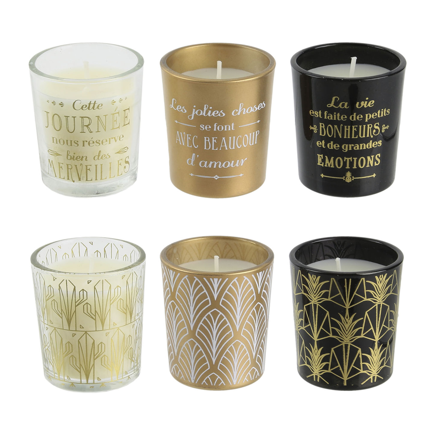 BOUGIE PARFUMEE X6 COFFRET NOIR HOME DECO ART