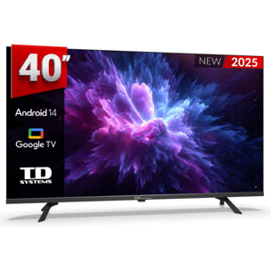 Smart TV 40 pulgadas Full HD Hey Google Official Assistant con control por voz. Televisor Android 14 - TD Systems M40K21GLE