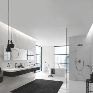 Ensemble douche de tête et bras 380 mm, 1 jet - Hard Graphite brossé