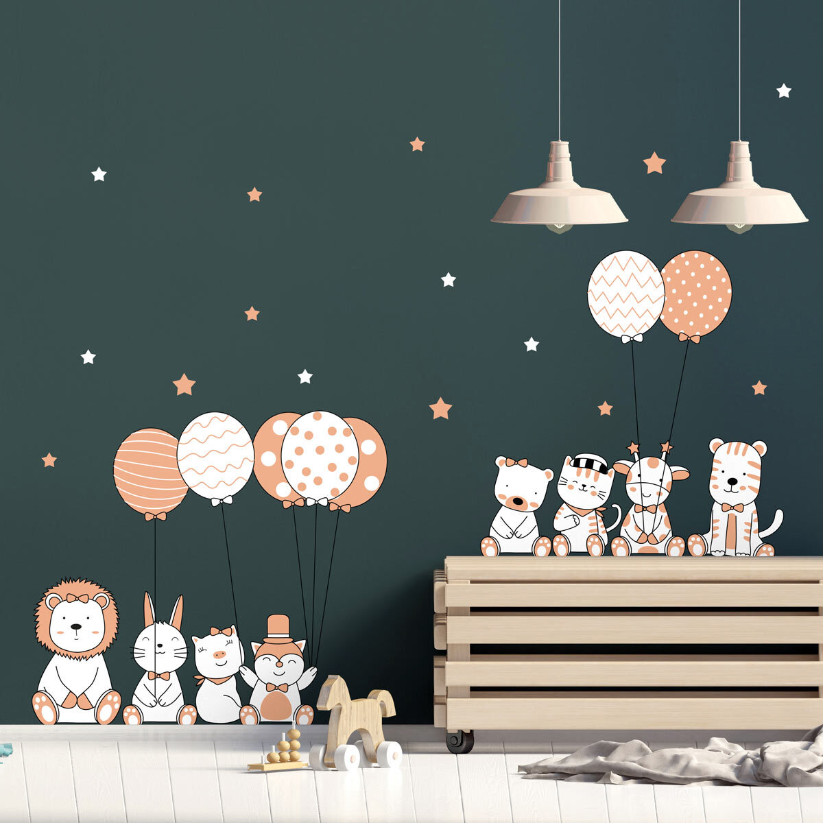 Stickers muraux | Sticker Mural Autocollant - ANIMAUX ACROBATES ET LES BALLONS FANTASTIQUES - Stickers adhésifs