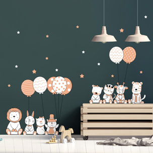 Stickers muraux | Sticker Mural Autocollant - ANIMAUX ACROBATES ET LES BALLONS FANTASTIQUES - Stickers adhésifs