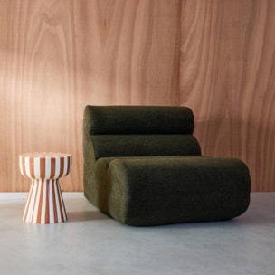 Table d'appoint, bout de canapé, table de chevet, acier émaillé rayures bicolores Ø34 x H41cm ZIGGY