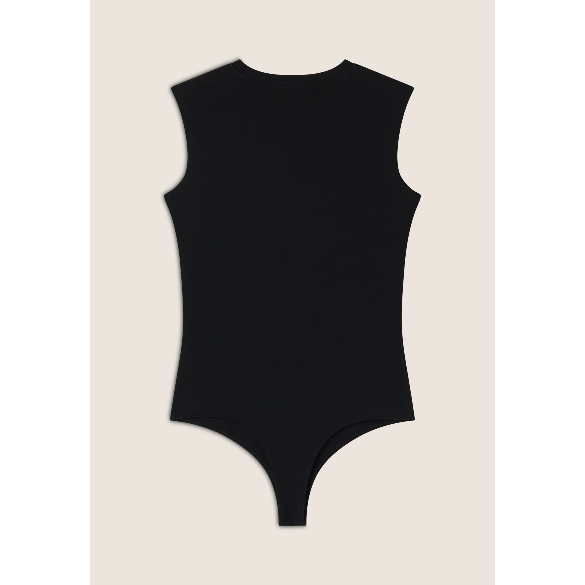 Body senza maniche in jersey stretch con logo strass