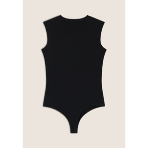 Body senza maniche in jersey stretch con logo strass
