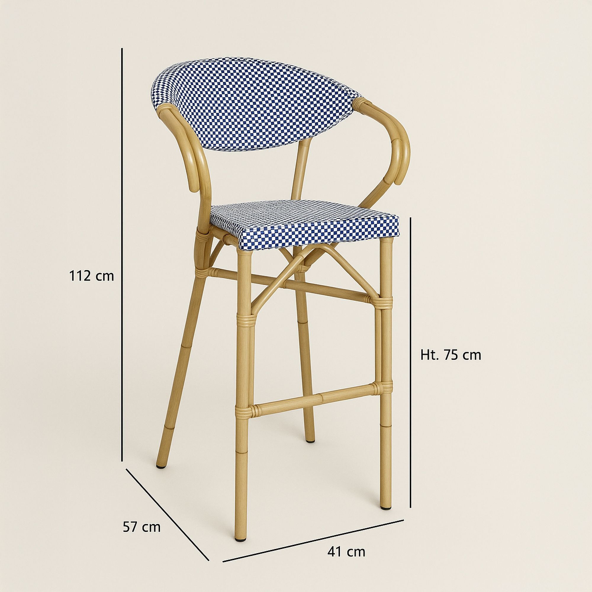 Lot de 2 fauteuils de bar en textilène bleu AMALFI