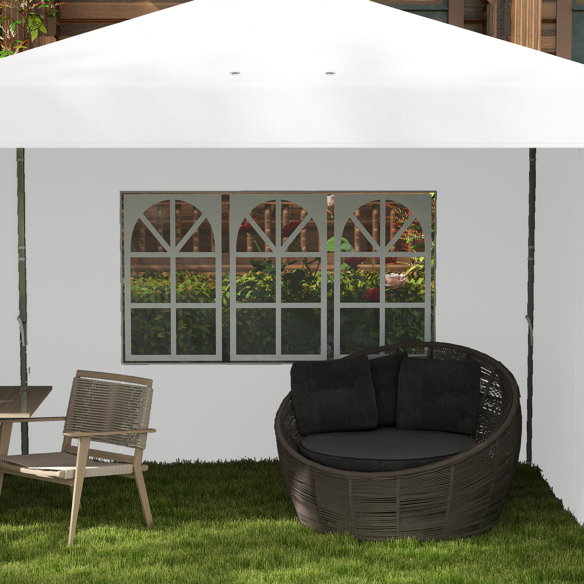 Carpa Plegable 6x3 m con Paredes Laterales Carpa para Fiestas Altura Ajustable con Bolsa de Transporte Ruedas y 5 Bolsas de Arena para Exterior Jardín Patio Blanco