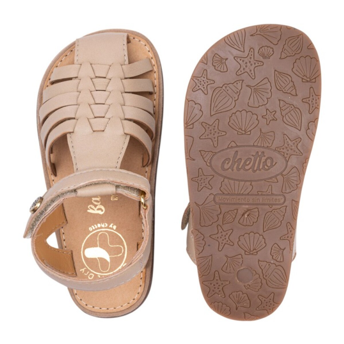 SANDALIA BAREFOOT PIEL CHETTO CANGREJERA TRENZADA TAUPE