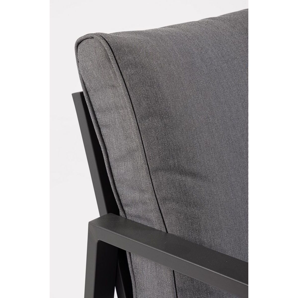 Set salotto HILDE con 1 divano, 2 poltroncine e 1 tavolino in alluminio antracite, con cuscini
