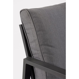 Set salotto HILDE con 1 divano, 2 poltroncine e 1 tavolino in alluminio antracite, con cuscini