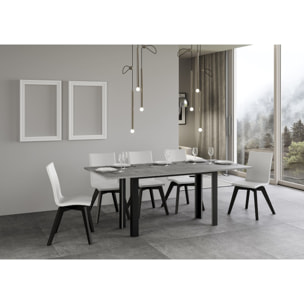 Table Linea Double Ciment 120x45 ouverte/Allongée 120x90/200x90 pieds/cadre Anthracite