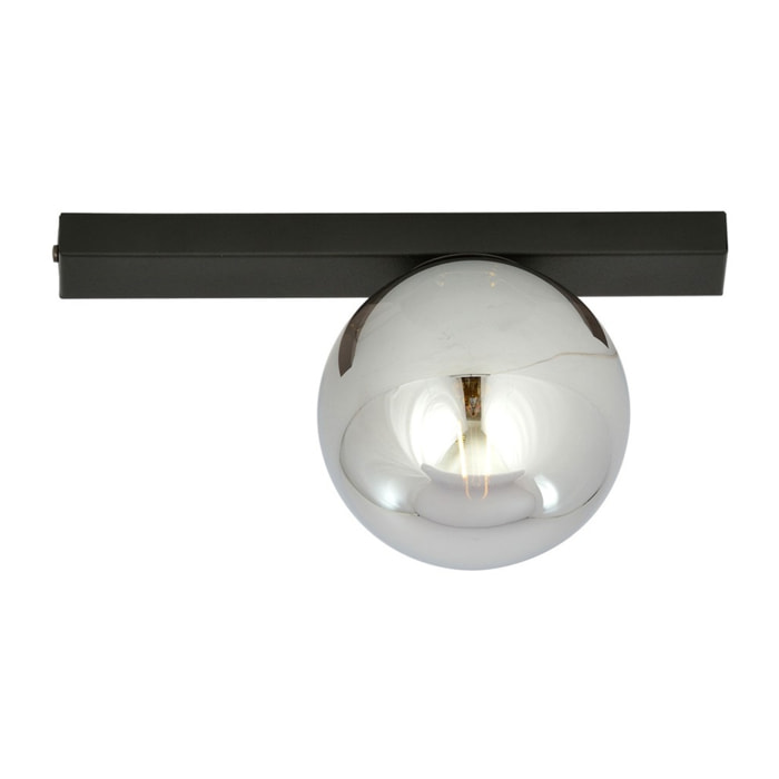 Lampada da soffitto Fit in acciaio nero opaco e vetro grafite