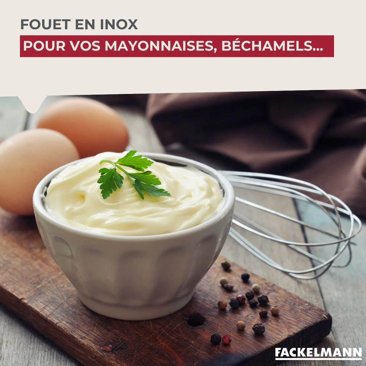 Fouet de cuisine et pâtisserie en inox 26 cm Fackelmann