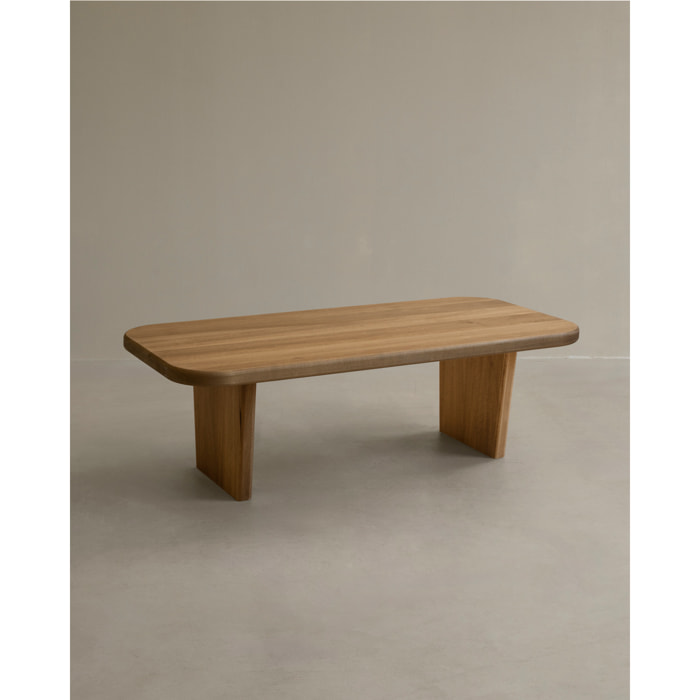 Mesa de centro de madera maciza de álamo con dos patas de 95cm Alto: 30 Largo: 95 Ancho: 45