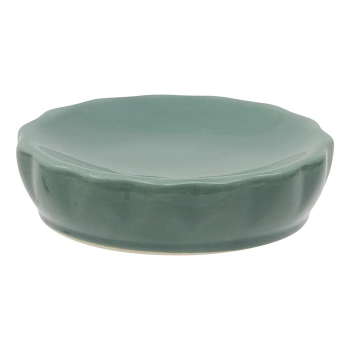 Porte-savon Colorama en céramique D.11cm vert ficus