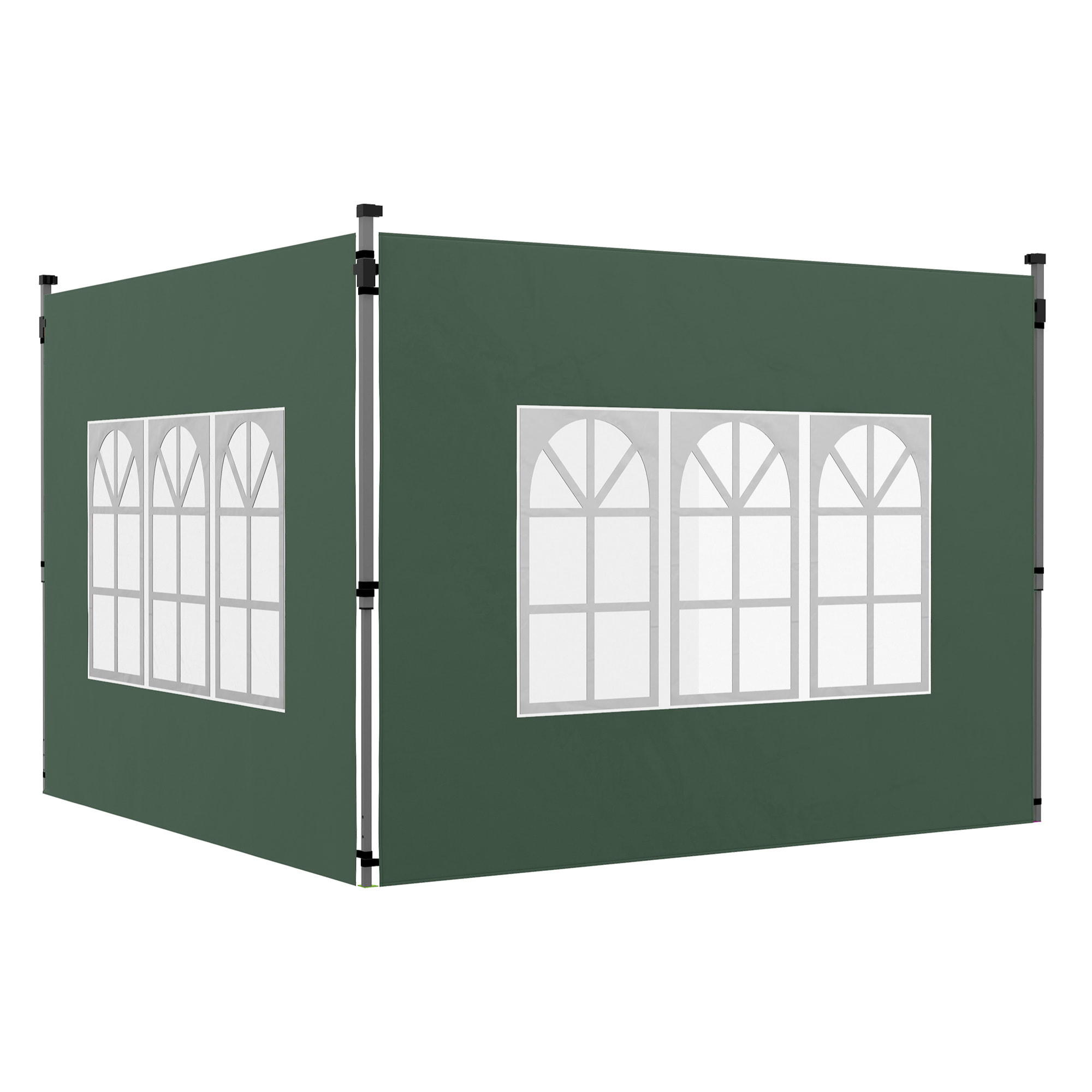 2 Paredes Laterales para Carpas de 3 x 3 / 3 x 4 m, 295x195 cm, Paredes Laterales de Repuesto para Cenador de Tela Oxford con Ventana, para Jardín, Exteriores, Fiestas, Verde