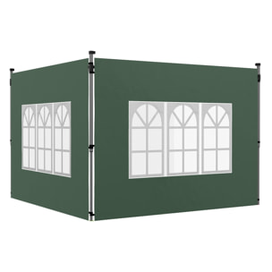 2 Paredes Laterales para Carpas de 3 x 3 / 3 x 4 m, 295x195 cm, Paredes Laterales de Repuesto para Cenador de Tela Oxford con Ventana, para Jardín, Exteriores, Fiestas, Verde