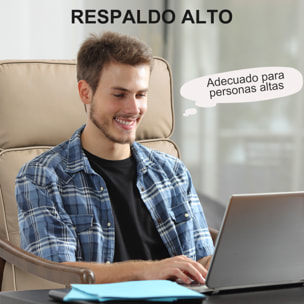 Butaca de Salón Sillón de Salón Tapizado en PU con Marco de Madera Cojines Acolchados Gruesos Respaldo Alto Carga 150 kg Sillón Lectura para Sala de Estar Dormitorio Caqui y Madera Nogal