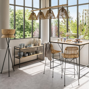 Chaise de bar "Kubu" - métal & rotin