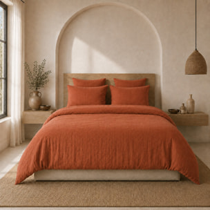 Parure housse de couette unie 100% gaze de coton - ava - safran