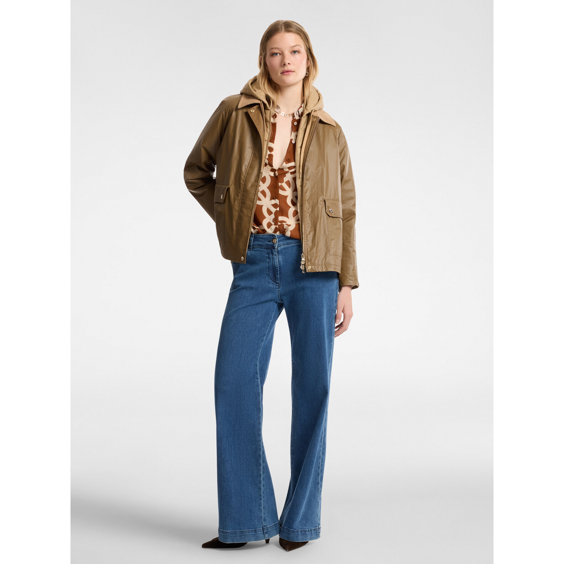 Elena Mirò - Jeans 5 tasche mid wide leg, "Wanda" - Blu