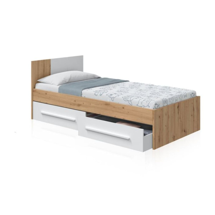 Cama Dess Blanco Artik (Blanco Mate) - Roble Nodi