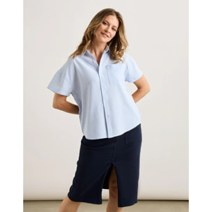 Camisa Manga Corta Rayas Azul - Suquisa