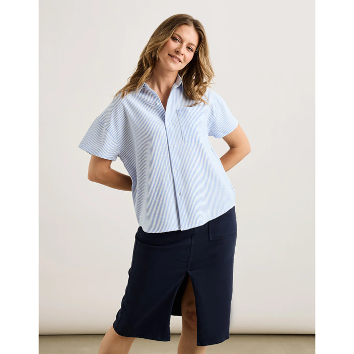 Camisa Manga Corta Rayas Azul - Suquisa