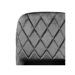 Chaise en velours gris anthracite avec accoudoirs dossier capitonné - GUILLAUME