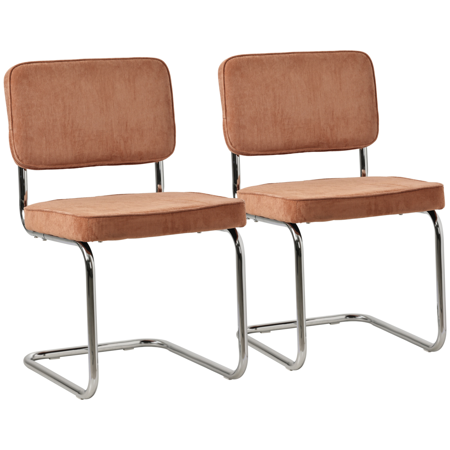 Lot de 2 chaises cantilever en velours côtelé terracotta MARIA