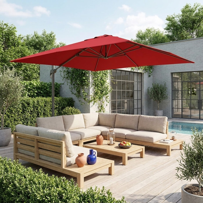 Parasol déporté rectangulaire 3x4m WIMEREUX