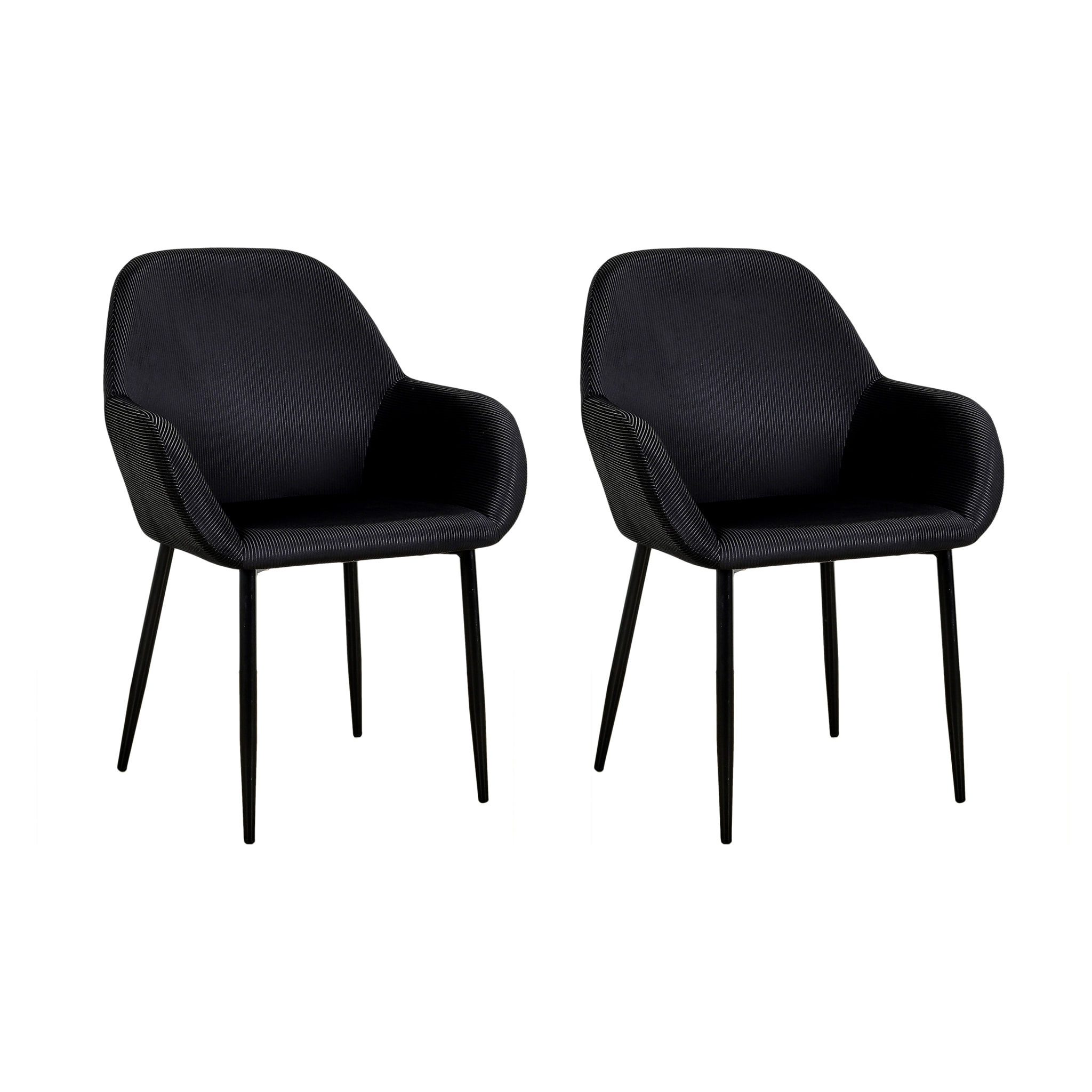 Fauteuil Giulia Noir Velours Cotele - Lot De 2