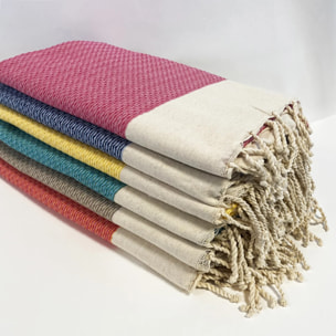 Fouta nid d’abeille traditionnelle L - Athena Turquoise - 190g/m²