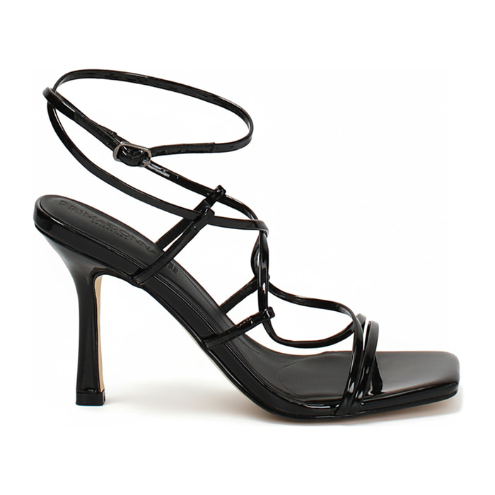 Sandalias negras con tacón de 9 cm
