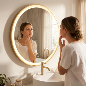 Miroir LED rond 60 cm avec cadre doré et capteur tactile SAT (SATZLED60ZL)