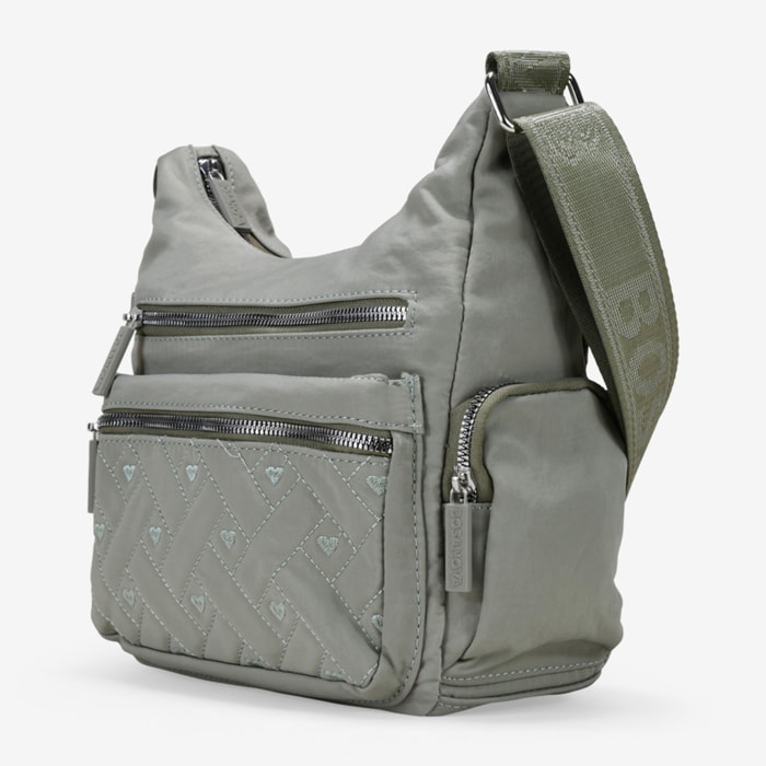 Bolso bandolera taupe con cremalleras