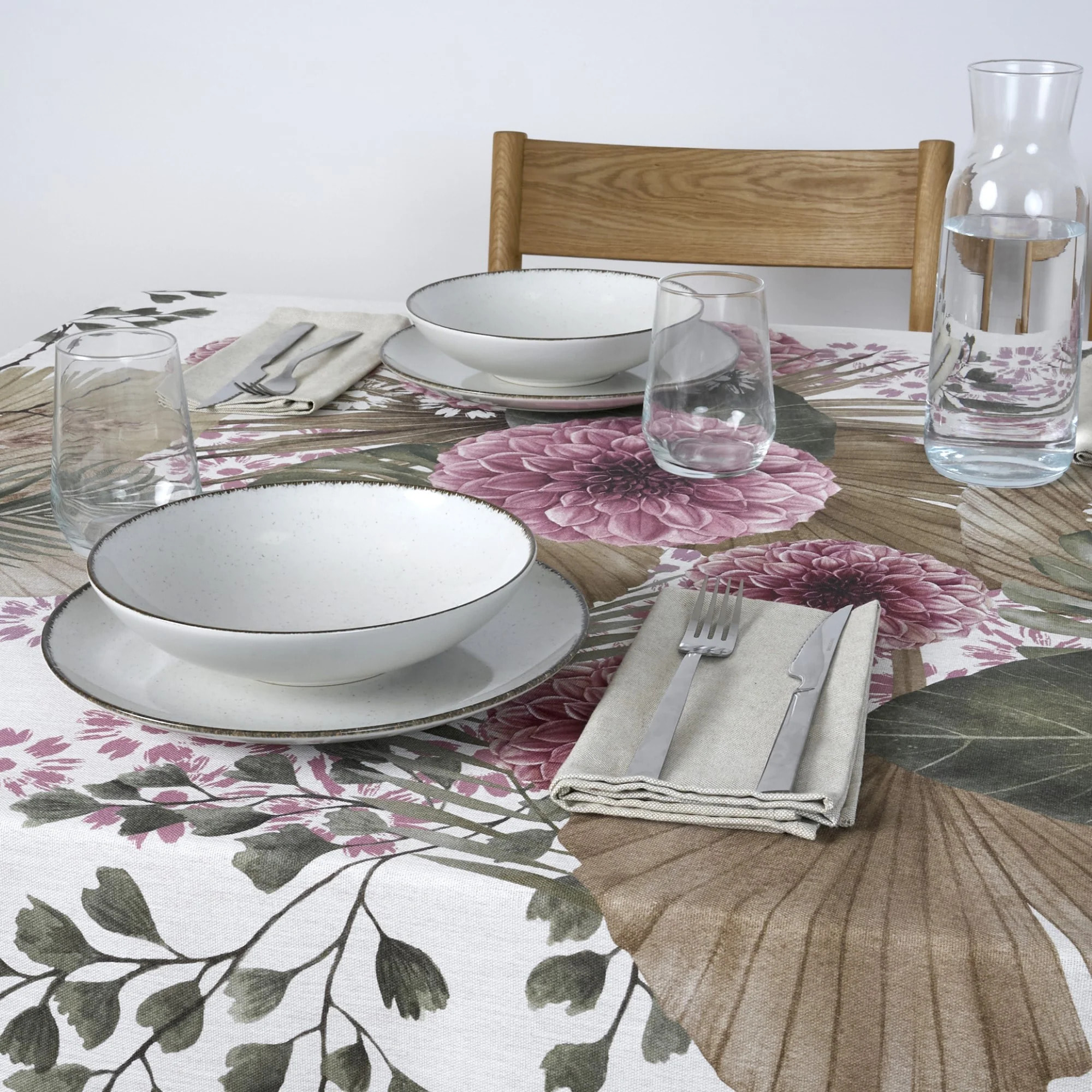 Nappe en tissu 100% coton Dahlias