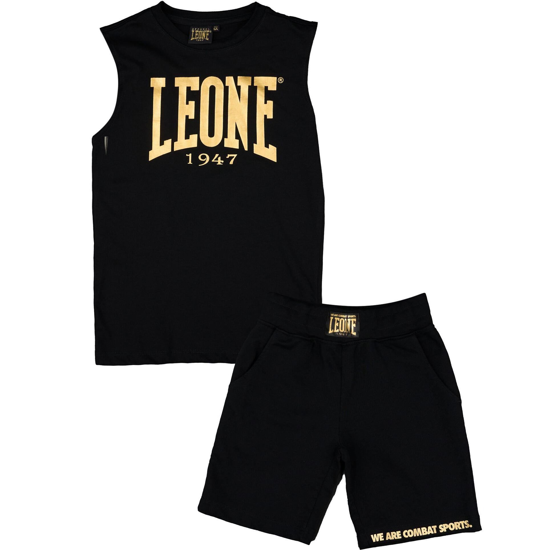 Set completo da bambino con t-shirt smanicata e pantaloncini in cotone Leone Gold