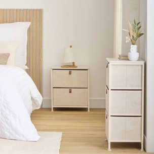 Chevet Tissa 2 tiroirs beige