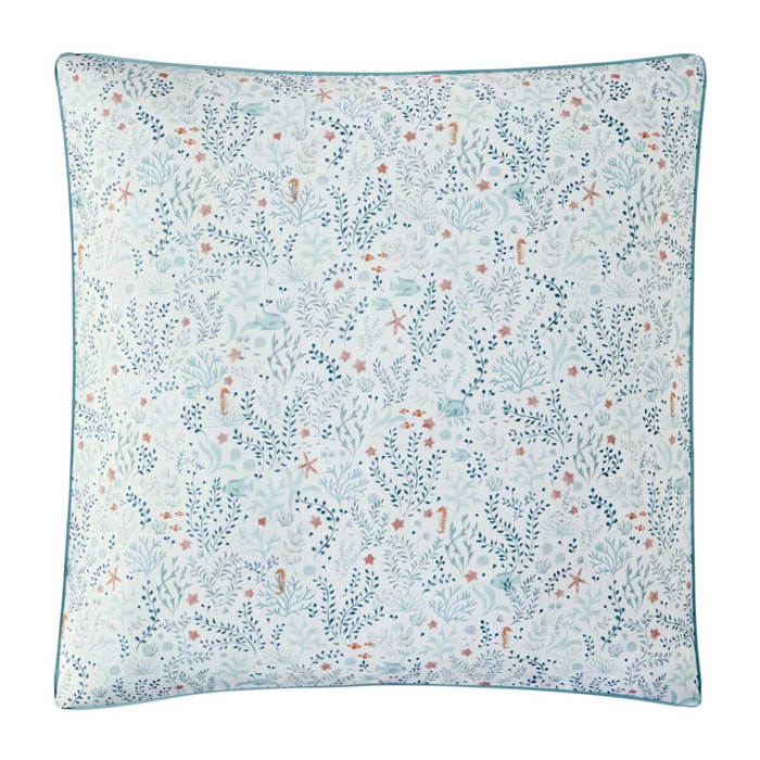 Taie d'oreiller en percale de coton, SOUS L'OCÉAN, Bleu clair