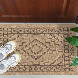 Nature - tapis aspect jute à motifs losanges marron