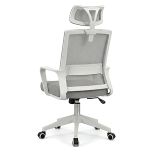 Silla de oficina ergonómica en blanco y gris 111-121x51 cm Dafne Tex Blanco - Gris