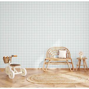 Papier peint vichy bleu ciel blanc enfant